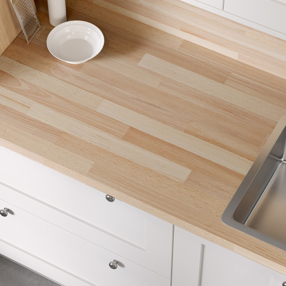 Options Plus Clear Beech Oak Block Post-Formed Laminate Kitchen Worktop 3000 x 600 x 38mm Image 2