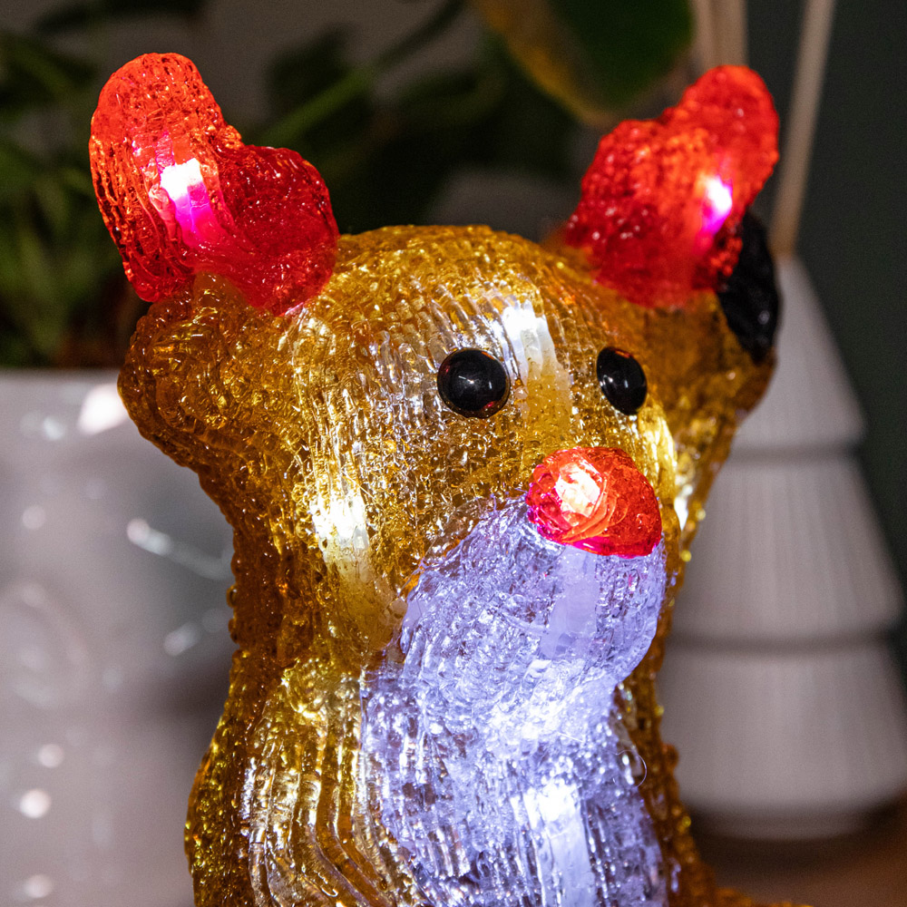 Samuel Alexander Acrylic Sitting Reindeer LED Christmas Decoration 20cm Image 2