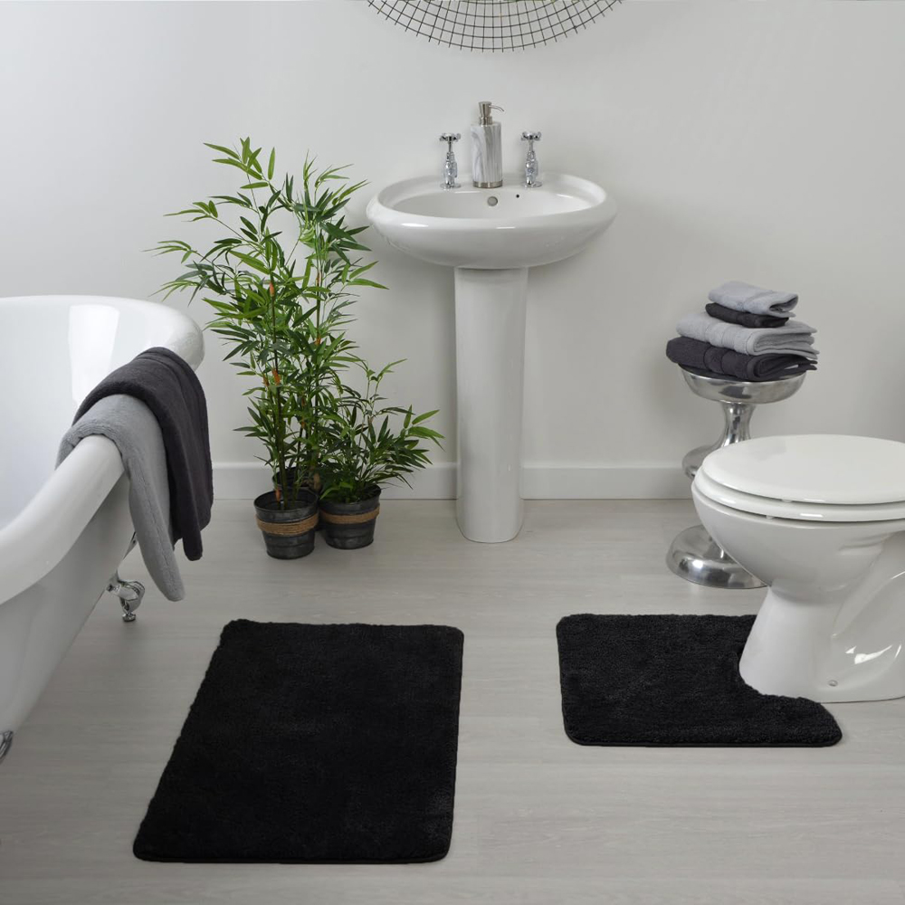 Allure Bath Fashions Black Microfibre Luxury Non-Slip Pedestal Mat 50 x 50cm Image 2