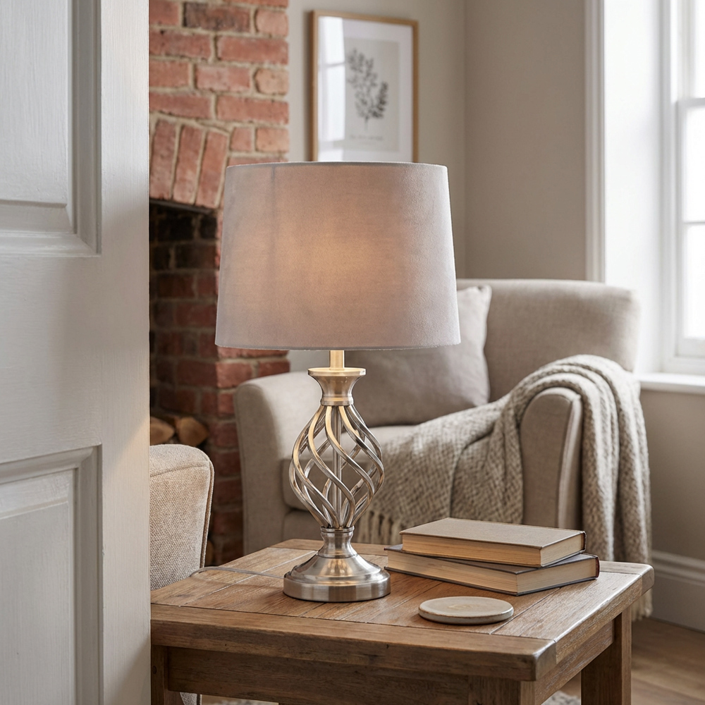 Alessia Velvet Effect Shade Twist Table Lamp Image 5