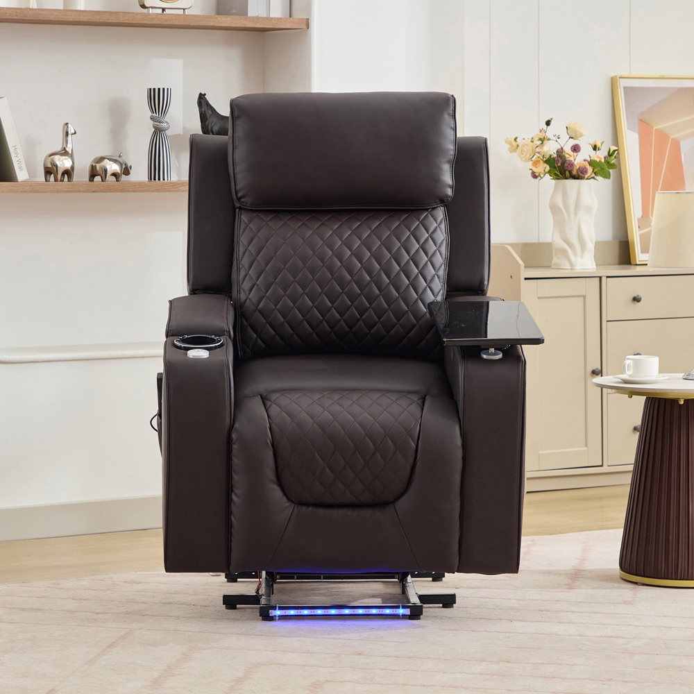 Artemis Home Byron Brown Leather Massage and Heat Electric Riser Recliner Chair Image 9