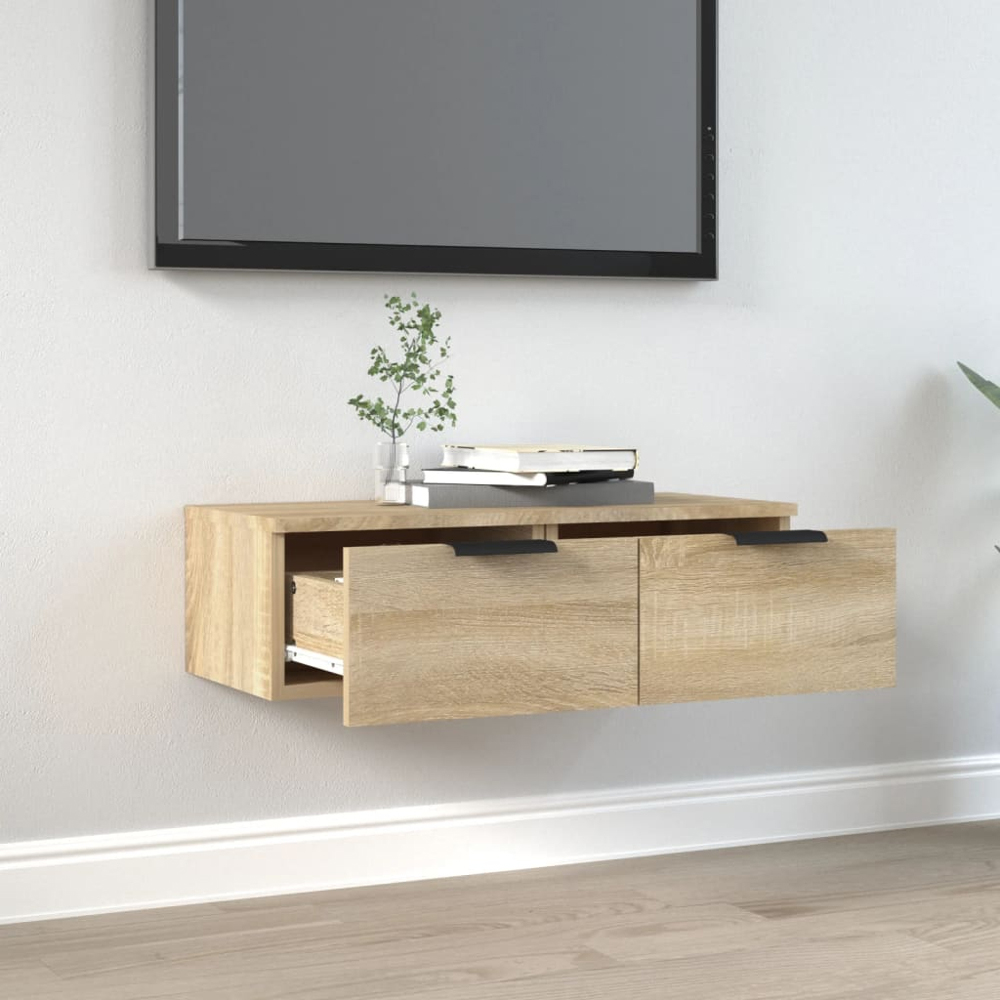 vidaXL 2 Drawer Sonoma Oak Wall Mounted Cabinet Image 8