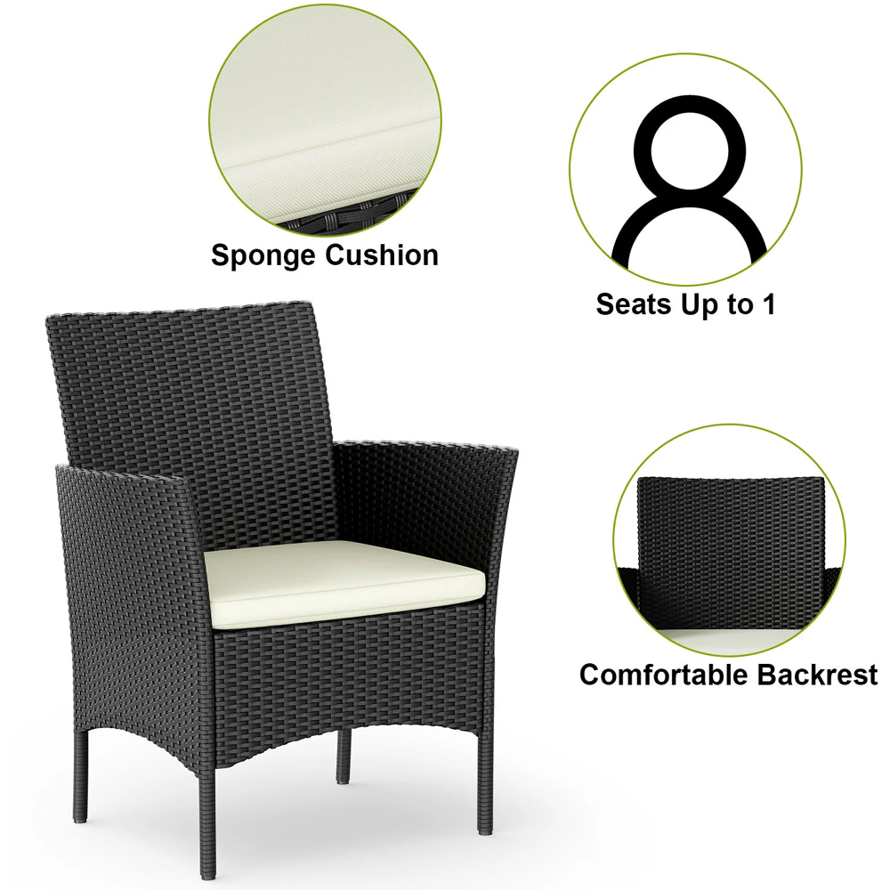 Rattrix 4 Seater Black Rattan Garden Furniture Set with Cushion Image 4