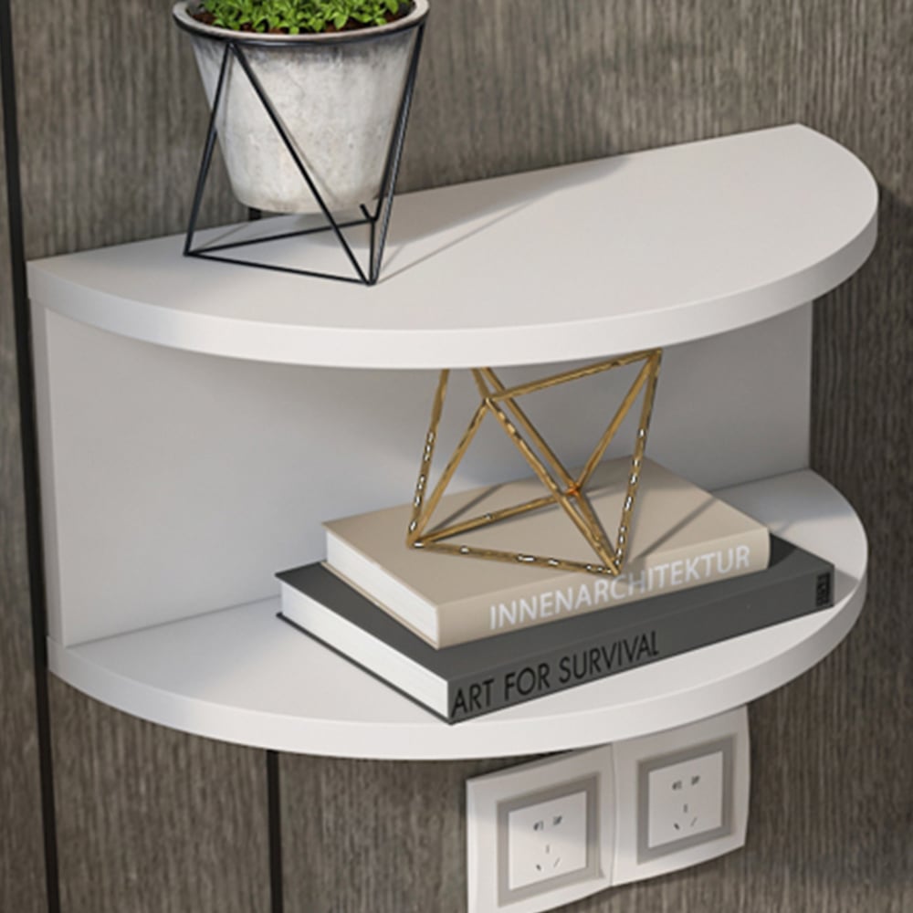 Decorotika Bella Single Shelf White Floating Bedside Table Image 1
