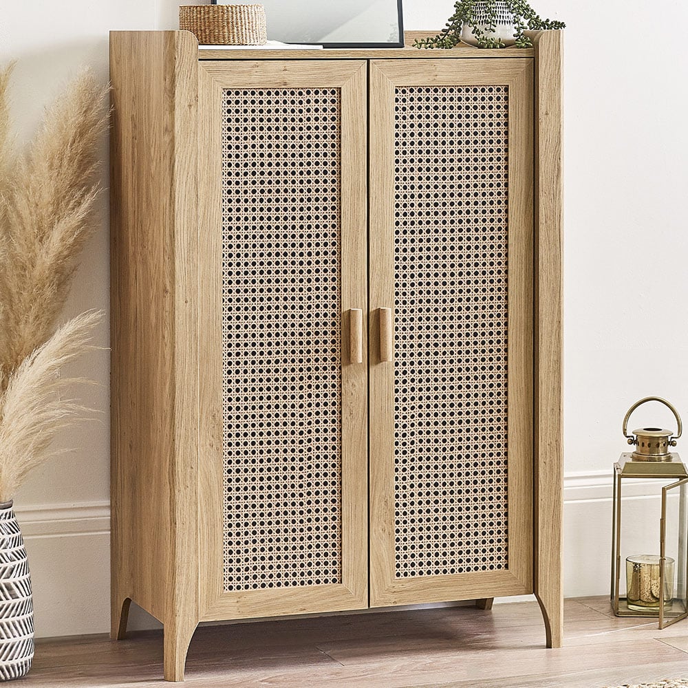 Julian Bowen Sydney 2 Door Rattan Effect Shoe Cabinet Image 1