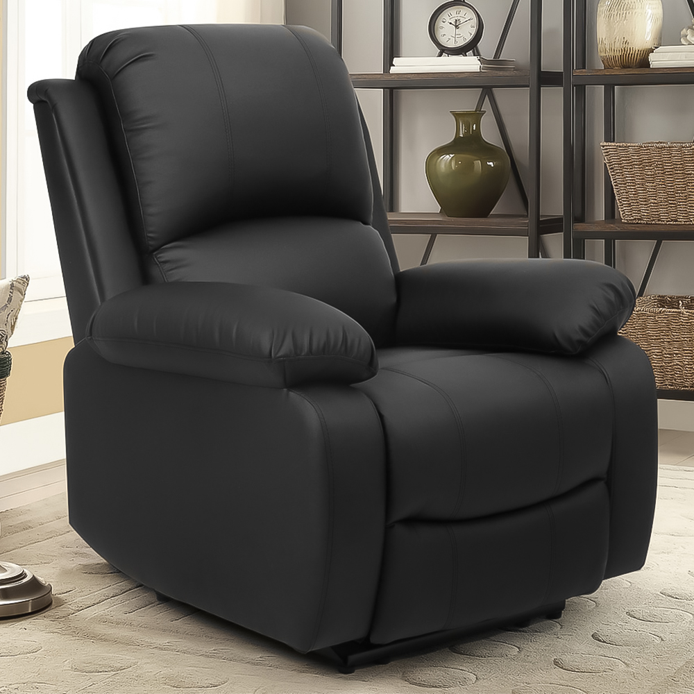 Brooklyn Black Bonded Leather Manual Recliner Chair Image 1