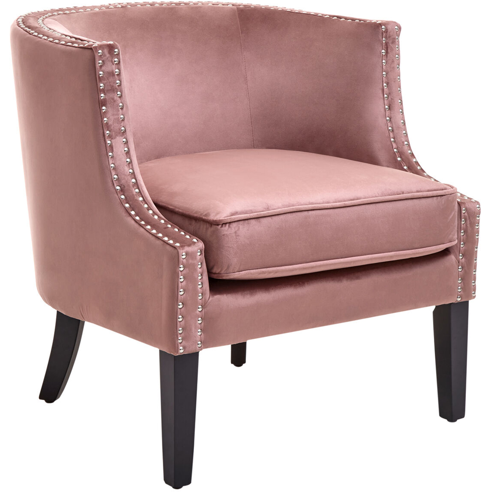 Premier Housewares Larissa Pink Velvet Studded Chair Image 2