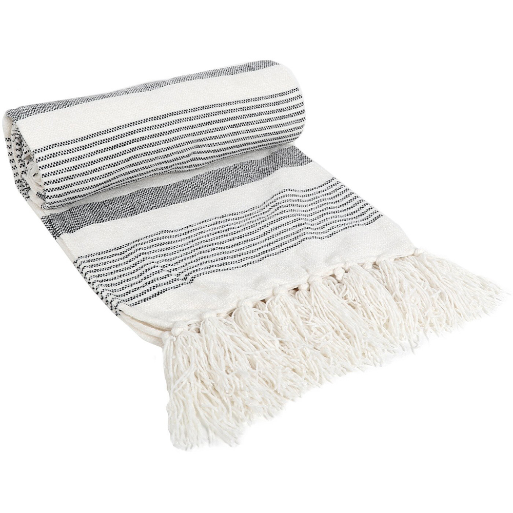 Divante Padstow Stripe Throw - White Image 3