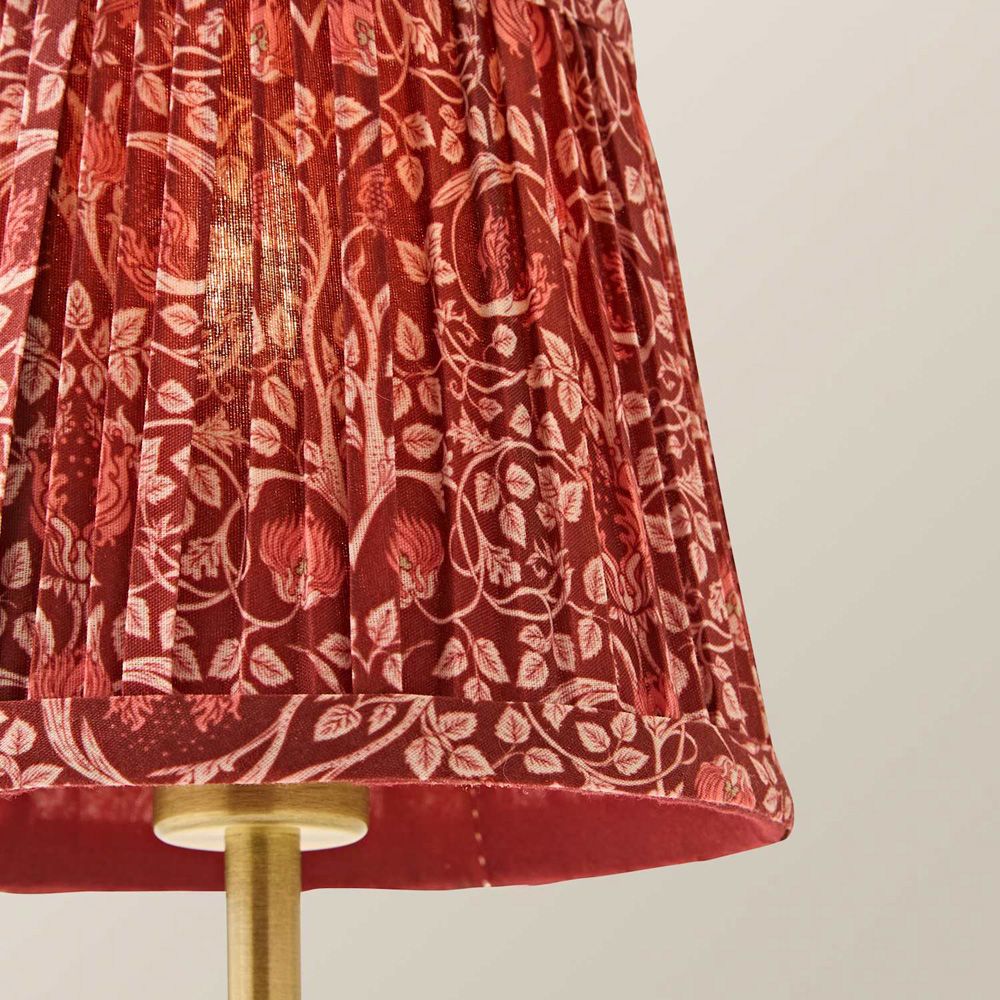 ValueLights Lowe Burgundy Floral Pleated Shade Gold Rechargeable Table Lamp with Bulb Image 4