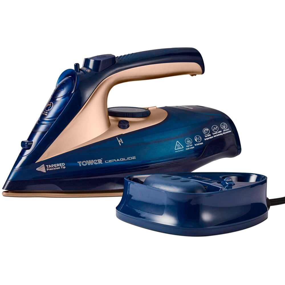 Tower CeraGlide Blue Cord and Cordless Steam Iron 2400W Image 1
