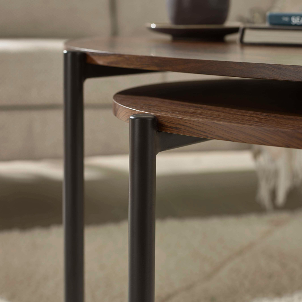 Julian Bowen Lorette Walnut Effect Teardrop Nest of Tables Set of 2 Image 7