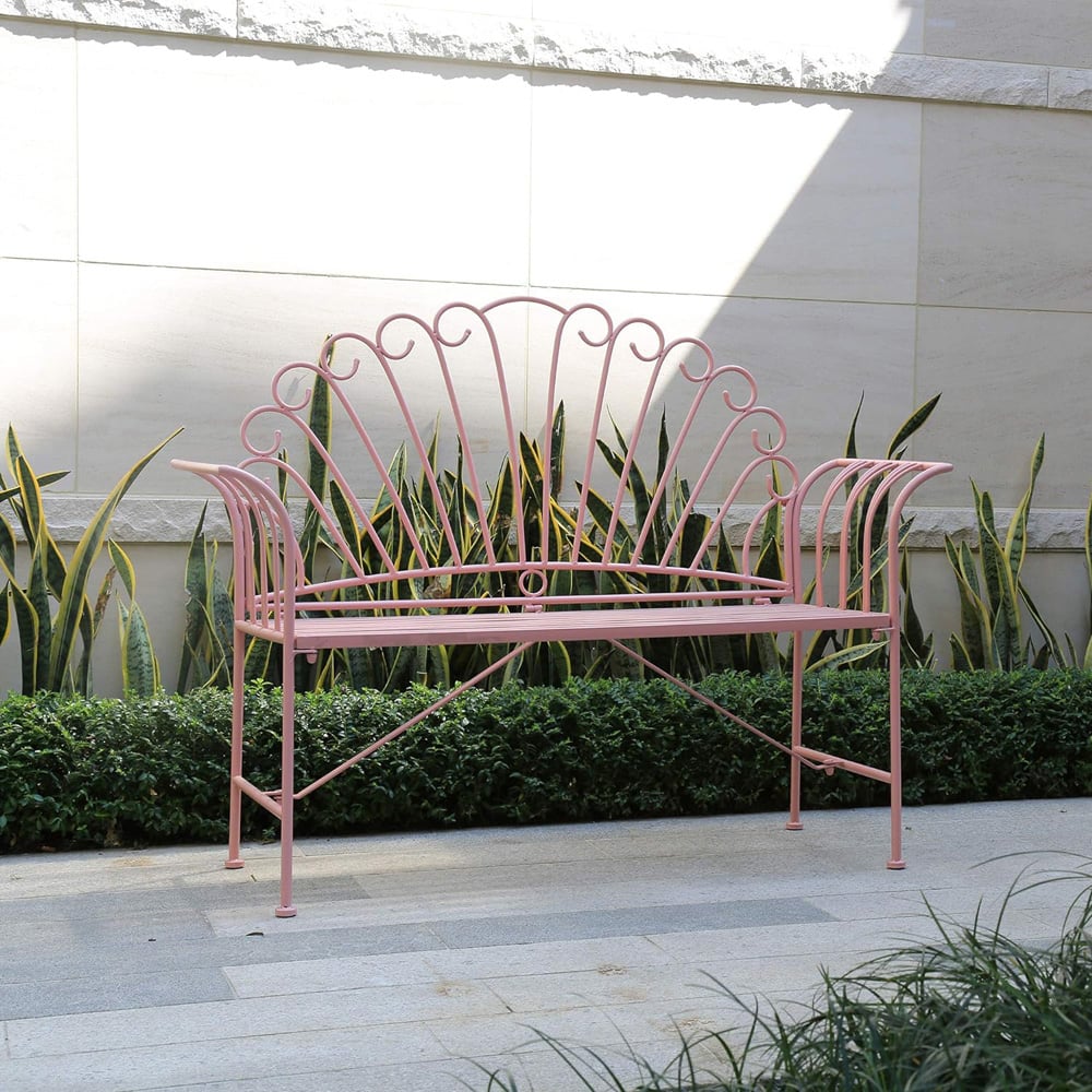 GlamHaus Palermo Blush Pink Garden Bench Image 7