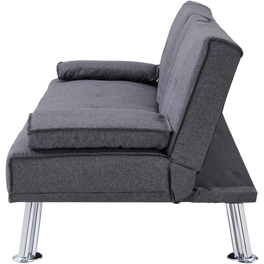 Home Detail Indiana Double Sleeper Charcoal Fabric Sofa Bed with Cup Holder Image 3