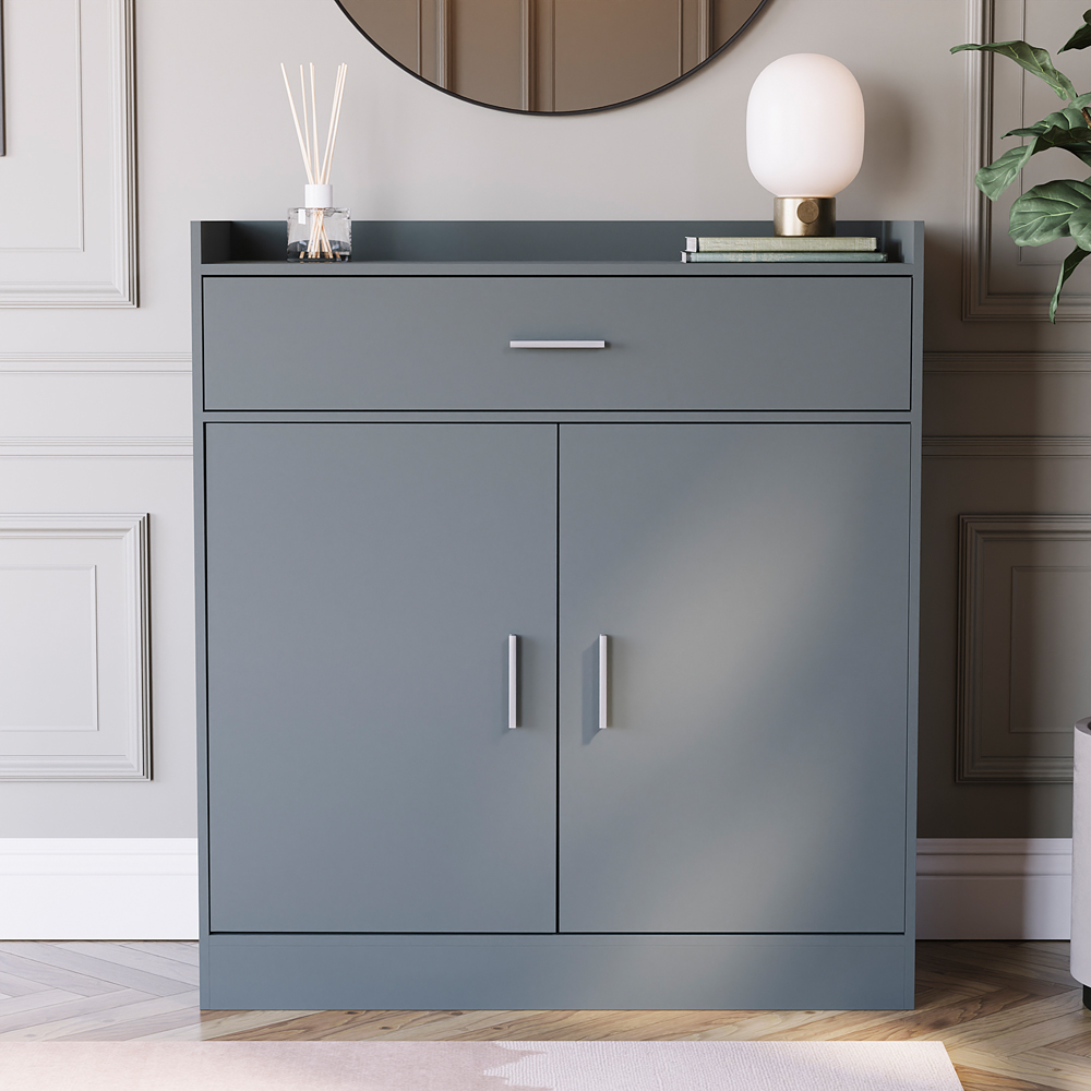 VIDA DESIGNS Dalby 2 Door Single Drawer Grey Shoe Cabinet Image 3