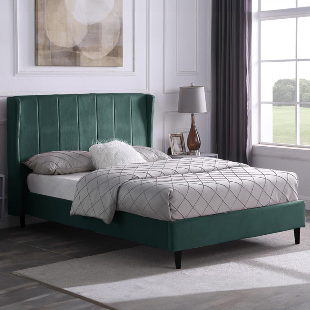 Seconique King Size Amelia Green Velvet Bed Frame Image 1