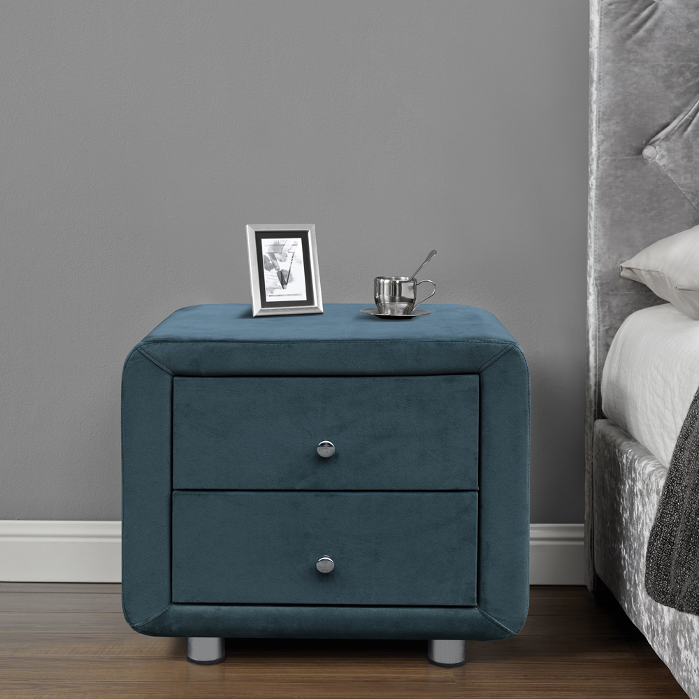 Brooklyn Blue Velvet 4 Piece Bedroom Furniture Set Image 4