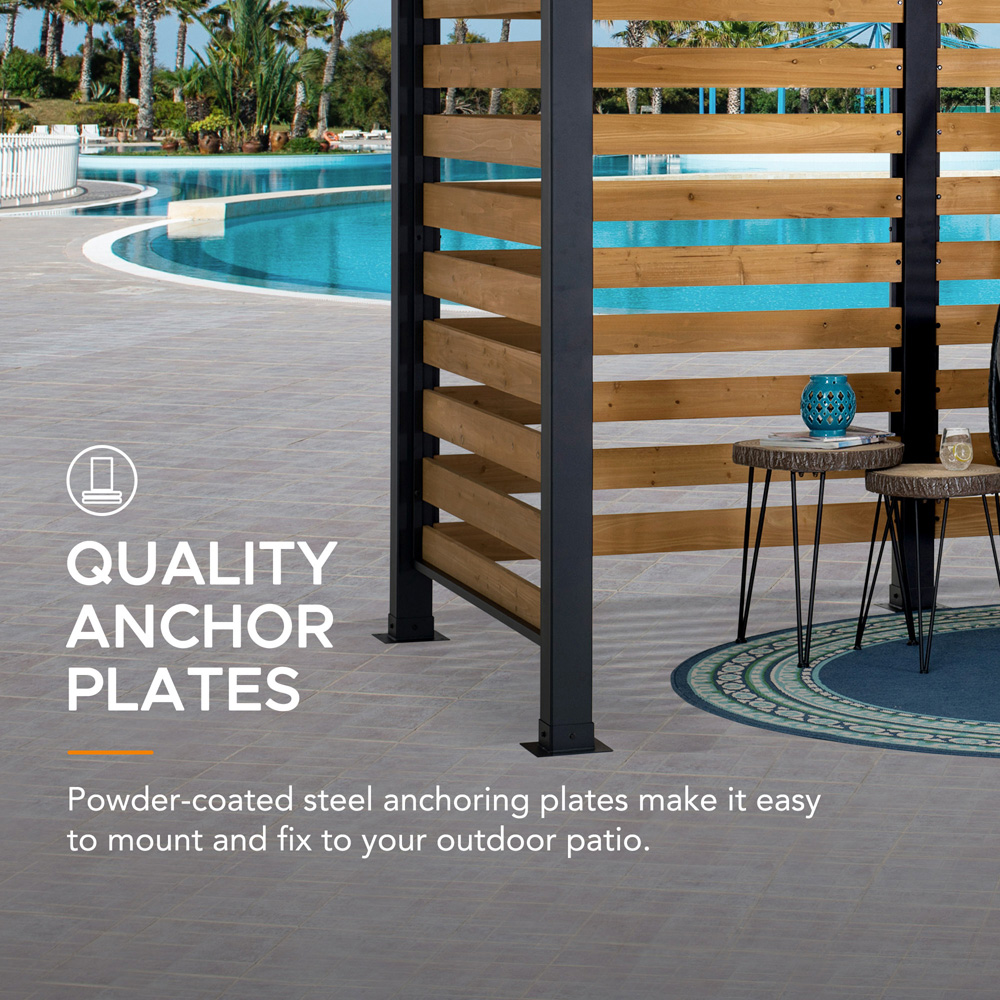 Sunjoy Marao 1.91 x 3.13m Black and Brown Steel Pergola Image 3