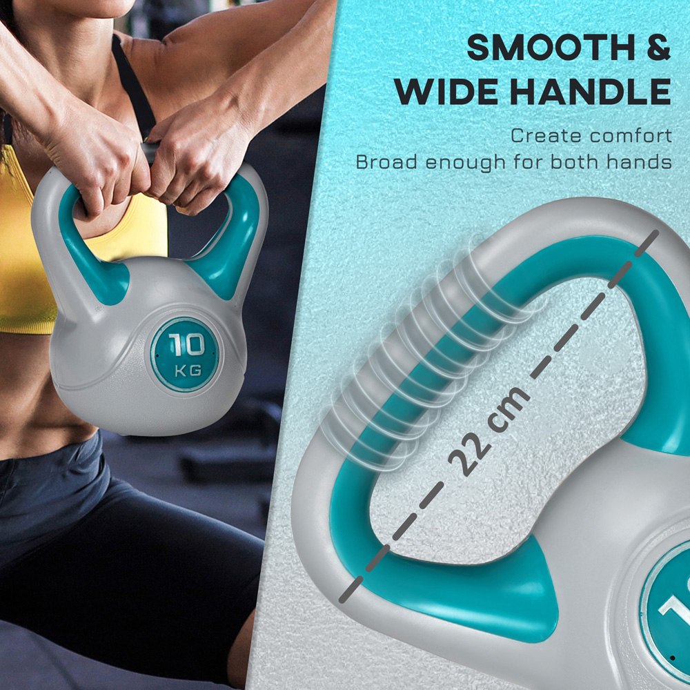 SPORTNOW Light Blue and Grey Kettlebell with Handle 10kg Image 8