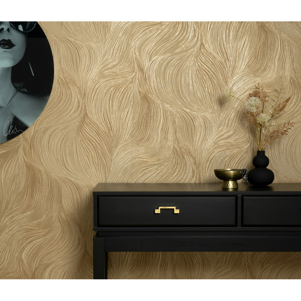 Erismann Waves of Light Gold Vinyl Wallpaper Image 2