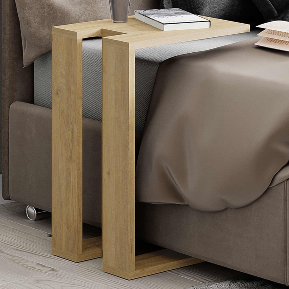 Decortie Muju Oak C Shape Side Table Image 1
