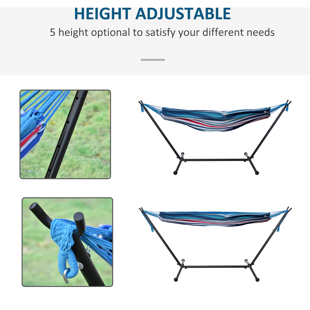 Outsunny Multicolour Stripe Hammock with Stand Image 4