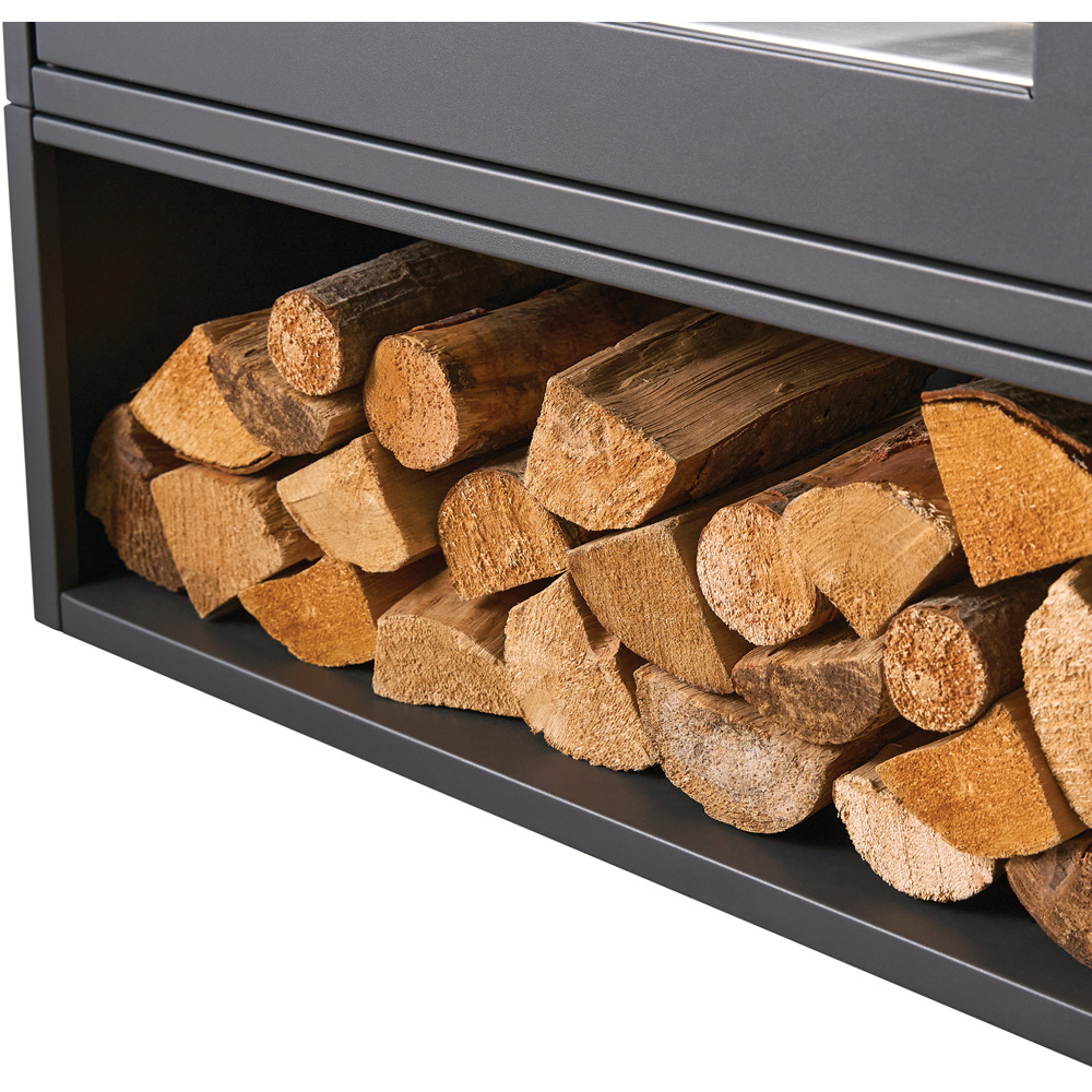 OKO S6 Charcoal Grey Bio Ethanol Stove with Log Storage 3000W Image 6