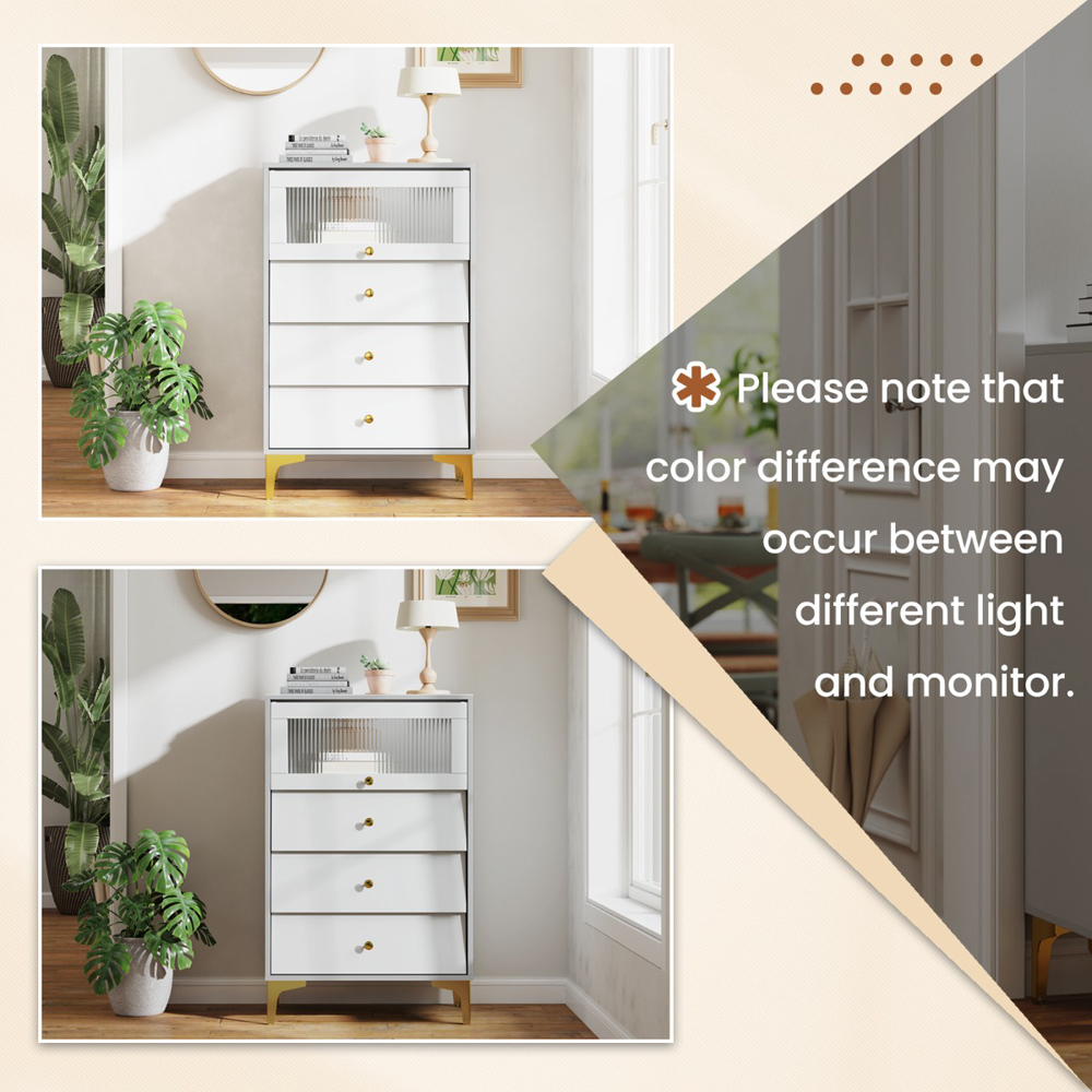 Costway 3 Drawer Single Door 3/4 Drawer Dresser Cabinet Image 6