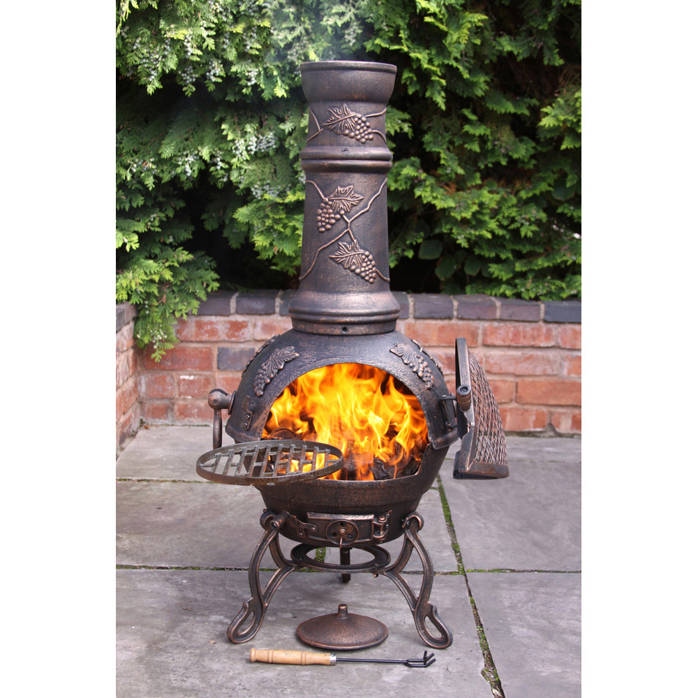Gardeco Toledo Large Grape Design Bronze Cast Iron Chimenea Image 2