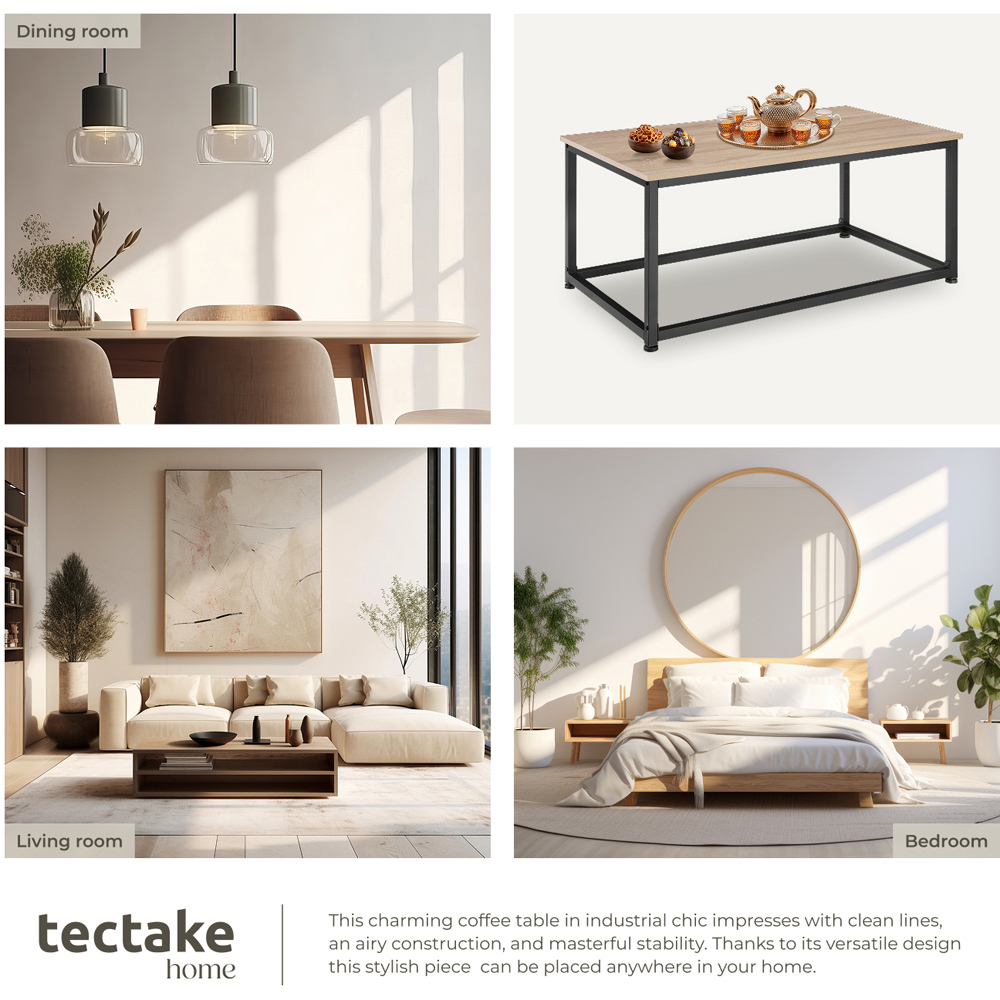 tectake Lynch Oak Sonoma Rectangular Coffee Table Image 7