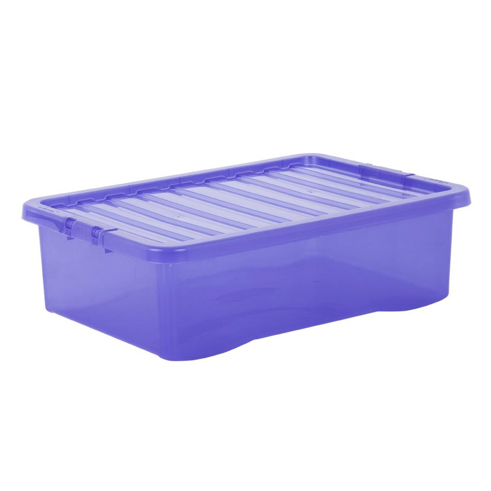 Wham 32L Blue Crystal Storage Box with Lid 5 Pack Image 2