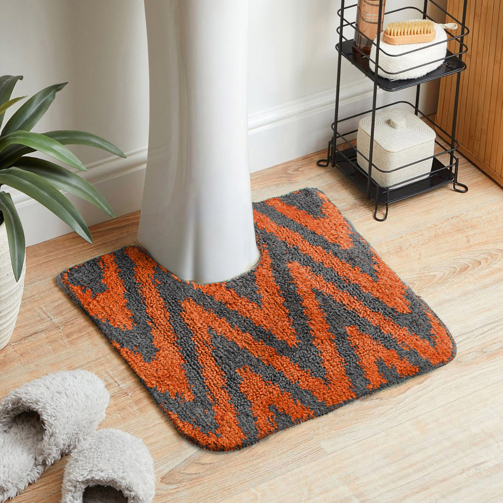 Velosso Chevron Stripe Orange Bath Mat Set Image 7