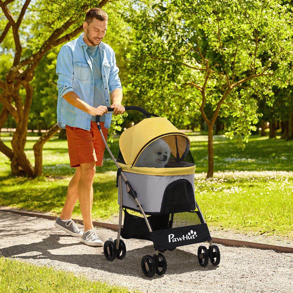 PawHut 3 in 1 Yellow Pet Stroller Image 2