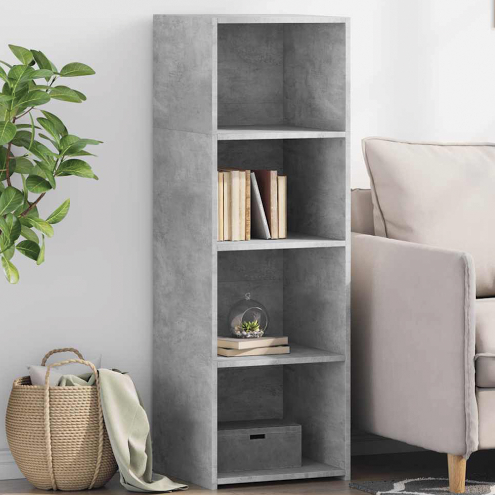 vidaXL 4 Shelf Concrete Grey Highboard with Metal Feet Image 1