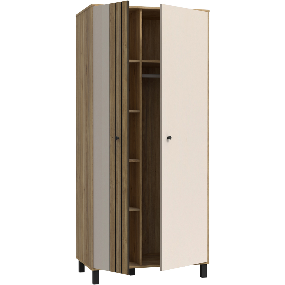 Florence Grafton 2 Door Cream and Oak Wardrobe Image 4