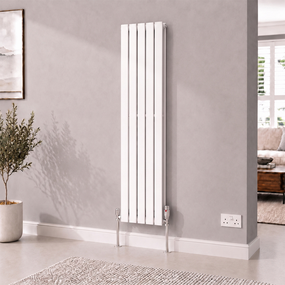Go Bathrooms Perth White Vertical Flat Double Panel Radiator 1600 x 340mm Image 2