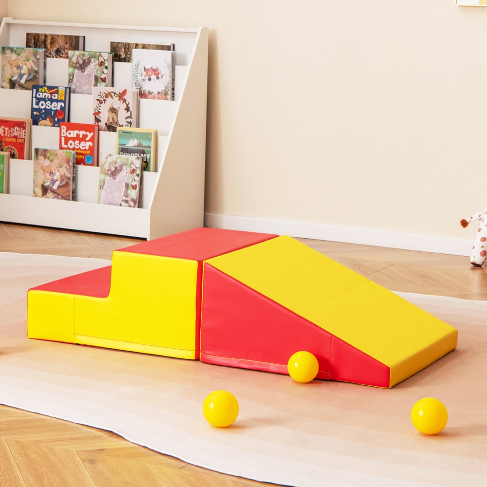 Costway 2 Piece Yellow Kids Step and Slide Climber Playset Image 2