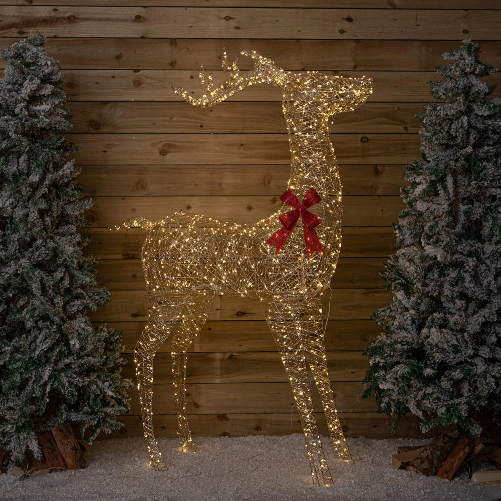 Samuel Alexander 1000 Warm White LED Gold Twist Stag Outdoor Christmas Decoration 7ft Image 2
