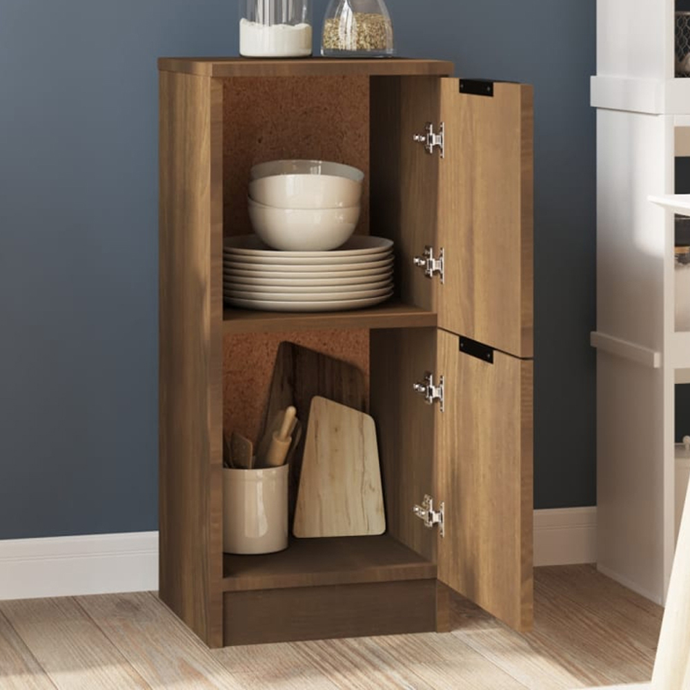 vidaXL 2 Door Brown Oak Narrow Sideboard Image 1