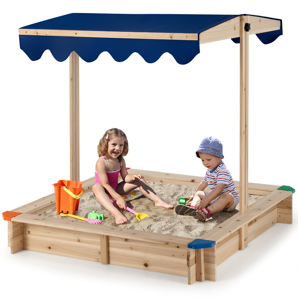 Costway Kids Wooden Sandbox with Protective Corners Image 4