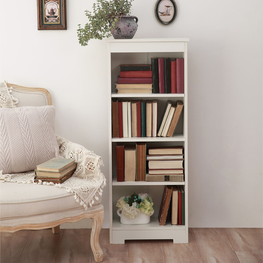 Core Products Erin 4 Shelf White Finish Low Narrow Bookcase  Image 4
