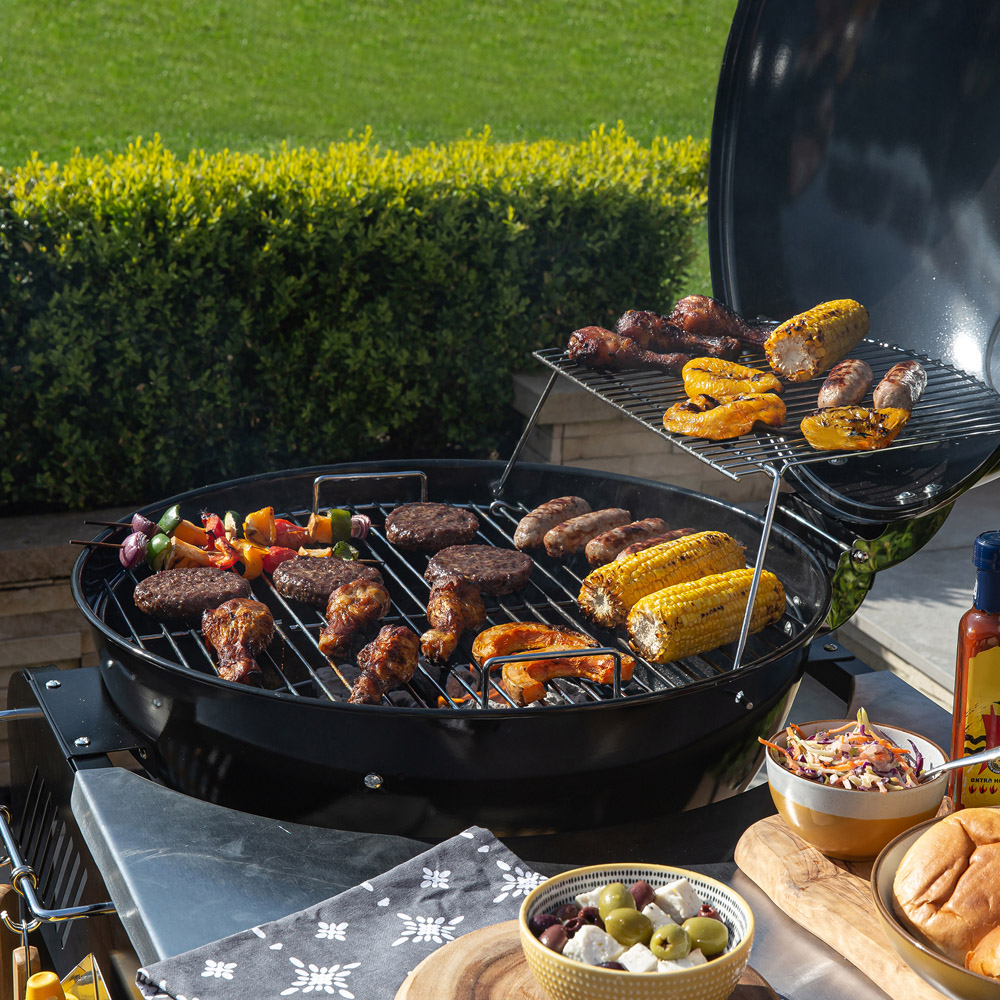 Zanussi Black Charcoal Trolley BBQ with Cover and Storage Shelf Image 7