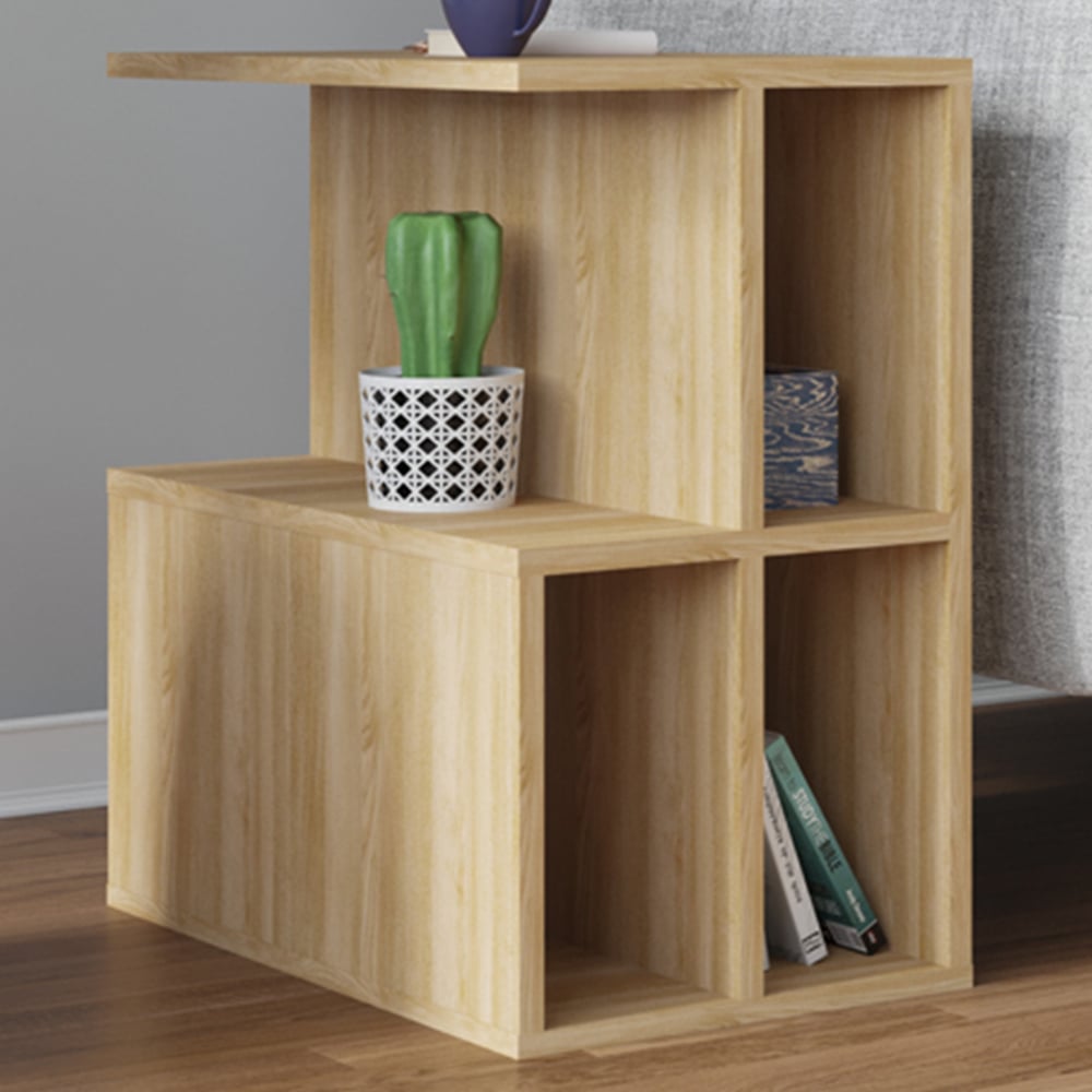 Decorotika Lauron 4 Shelf Oak Side Table Image 1