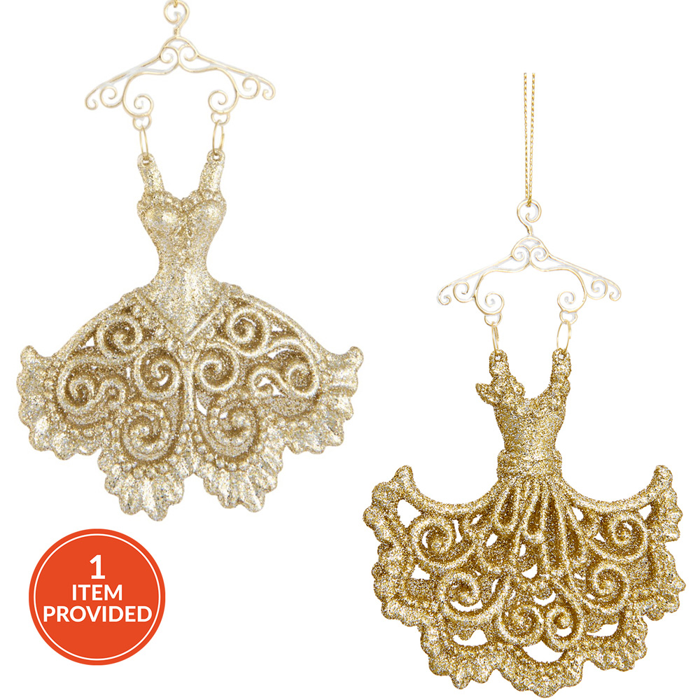 Champagne Glitter Dress Hanging Decoration Image 1