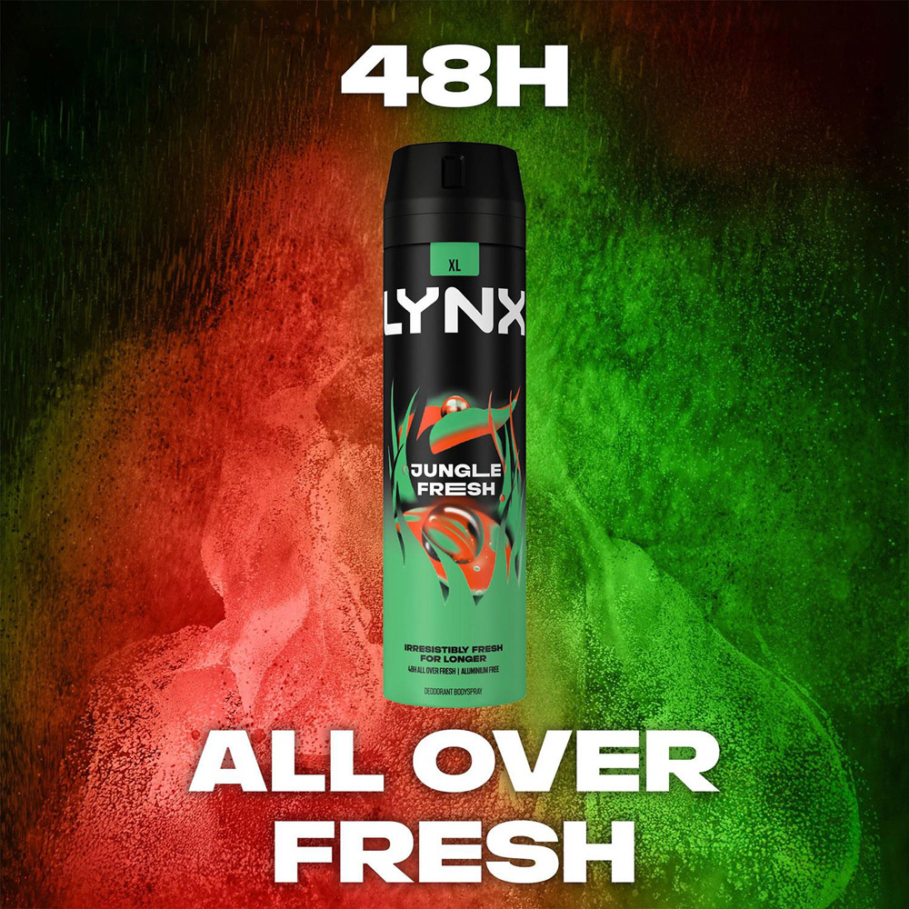Lynx Body Spray Jungle Fresh 48H High Definition Fragrance Deodorant Spray 200ml 24 Pack Image 5