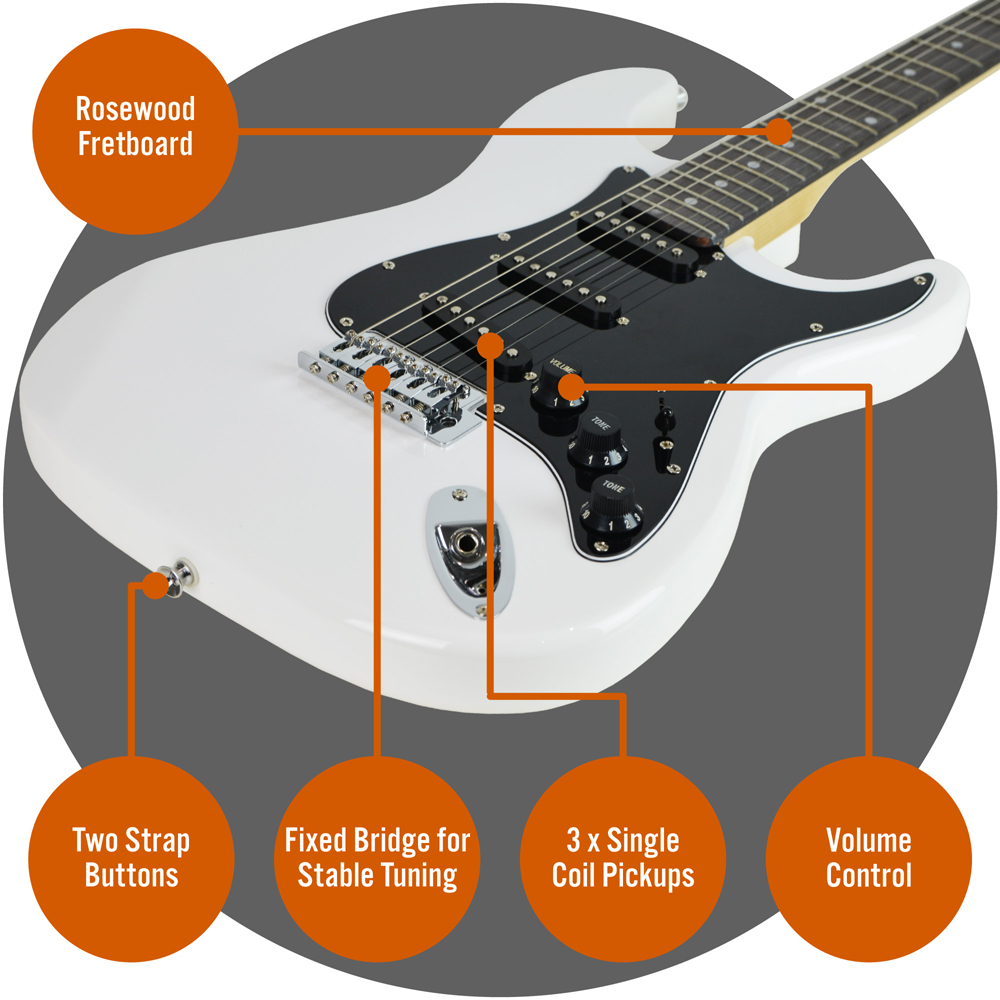3rd Avenue White Full Size Electric Guitar Set Image 4