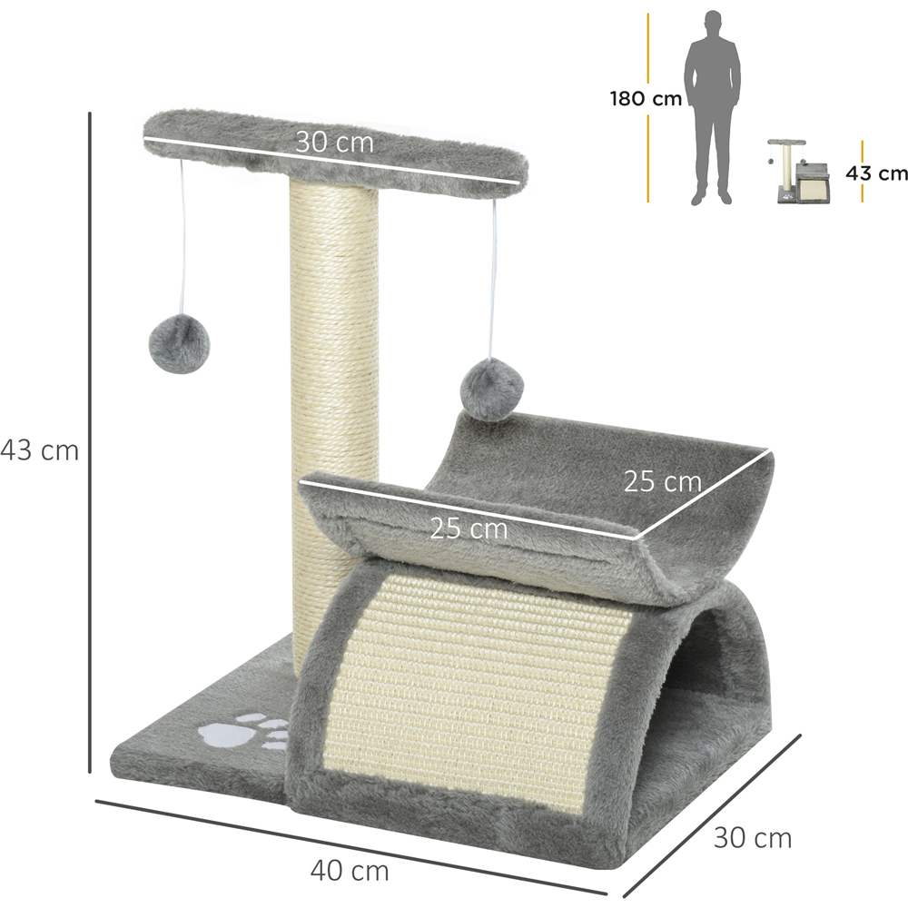 PawHut 43cm Grey Cat Activity Tree Image 5