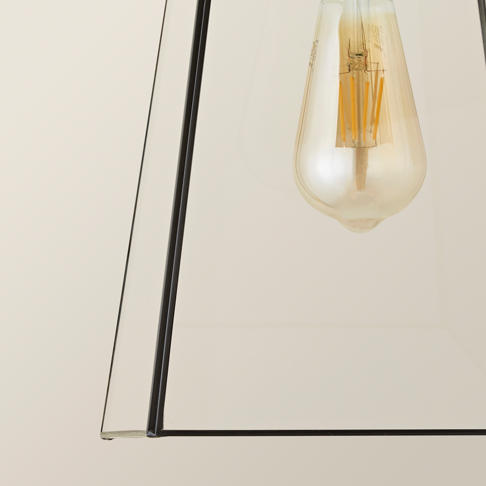 ValueLights Susie Single Glass Lantern Shade Matte Black LED Ceiling Pendant Light Image 4
