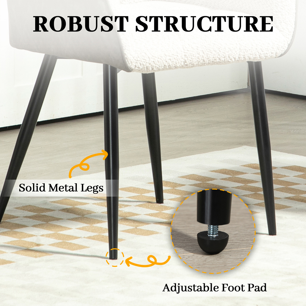 HOMCOM White Chenille Fabric Upholstered Accent Chair with Foot Pads Image 7