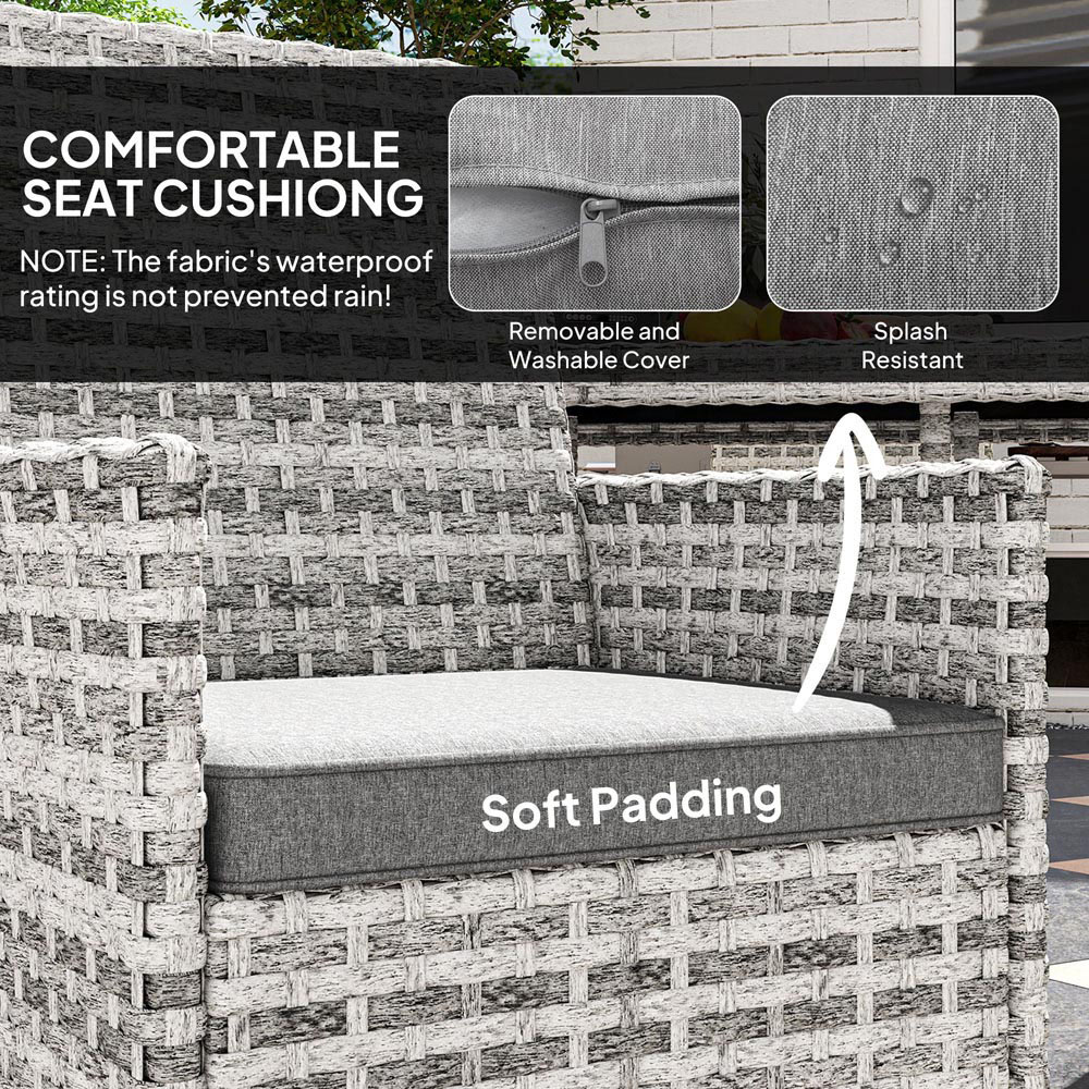 Outsunny 4 Seater Mixed Grey Rattan Patio Dining Set with Cushions Image 8