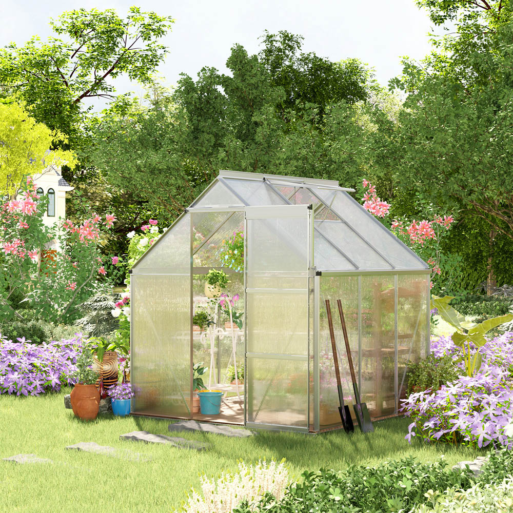 Outsunny White Polycarbonate 6 x 4ft Walk In Greenhouse Image 2